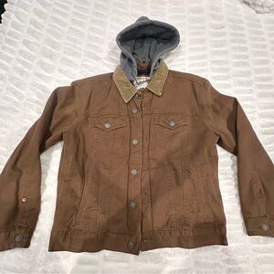 American Eagle Outfitters Brown Jacket with Gray Hood